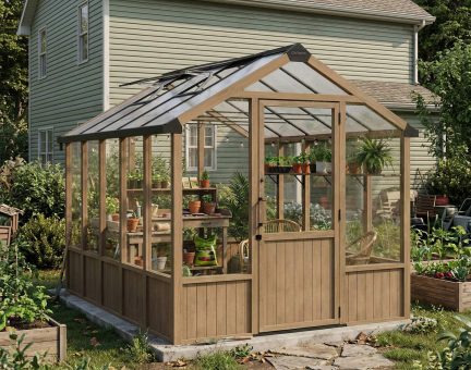 Greenhouse Kit Natura Cedar Wood 8 ft. x 12 ft. - Clear polycarbonate panels