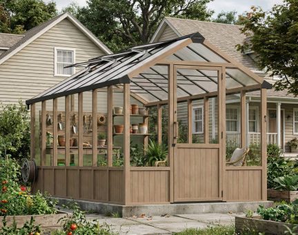 Greenhouse Kit Natura Cedar Wood 8 ft. x 17 ft. - Clear polycarbonate panels