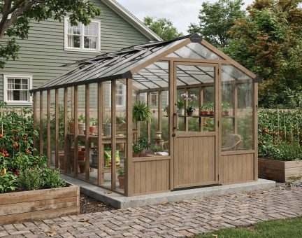 Greenhouse Kit Natura Cedar Wood 8 ft. x 22 ft. - Clear polycarbonate panels