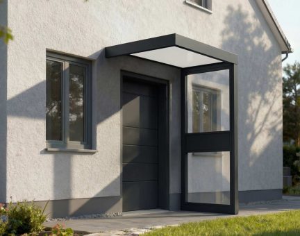 Sophia 3ft x 5ft Door Awning Kit with Side Wall - Grey Structure & White Opal Panels