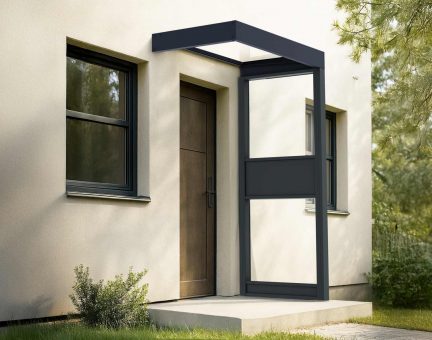 Sophia 3ft x 5ft Door Awning Kit with Side Wall - Grey Structure & Clear Panels