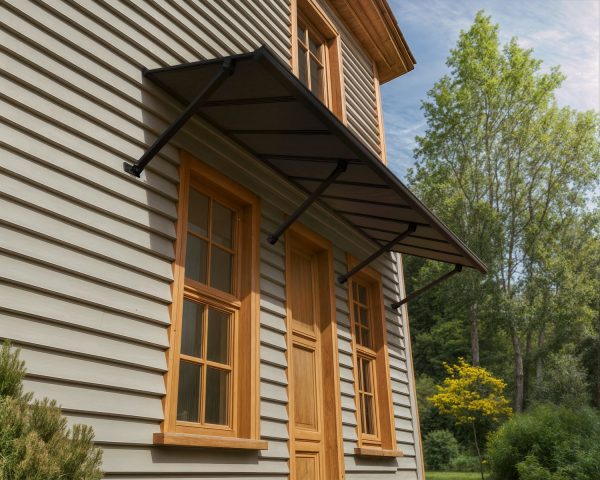 Palram Canopia Door Awnings Augustine 11ft Black Grey Main 1 USA