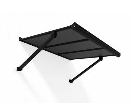 Augustine 3 ft. x 4 ft. Door Awning Kit - Black Structure & Opaque Grey Panels
