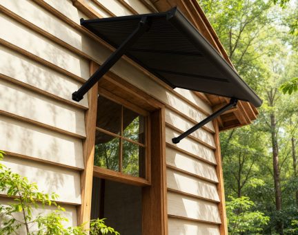 Augustine 3 ft. x 4 ft. Door Awning Kit - Black Structure & Opaque Grey Panels