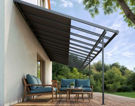 Sierra Cabrio 10 ft. x 30 ft. Patio Cover Kit - Grey, Clear Twin wall