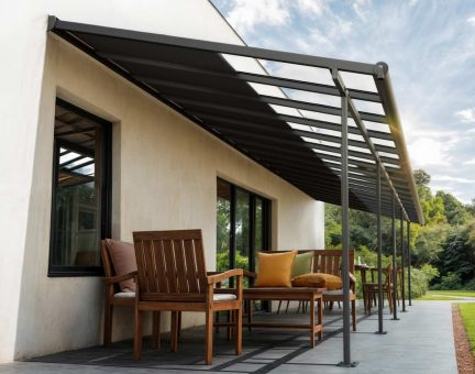 Sierra Cabrio 10 ft. x 34 ft. Patio Cover Kit - Grey / Opaque Grey