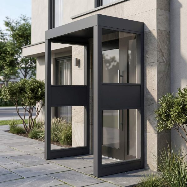 Palram Canopia Door Awnings Sophia Double Side Wall Grey Grey Opal 3x5 1x1.6 Main Left