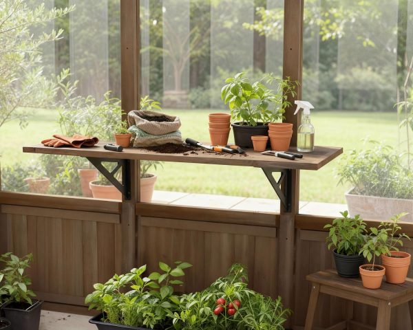 Palram Canopia Greenhouses Accessories Wooden Shelf Kit Main 1