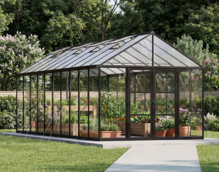 Greenhouse Kit Aria 10 ft. x 25 ft. - Black Structure Clear panels