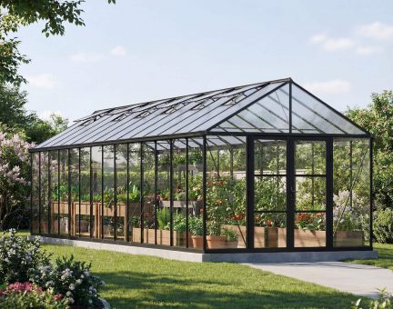Greenhouse Kit Aria 10 ft. x 40 ft. - Black Structure Clear panels