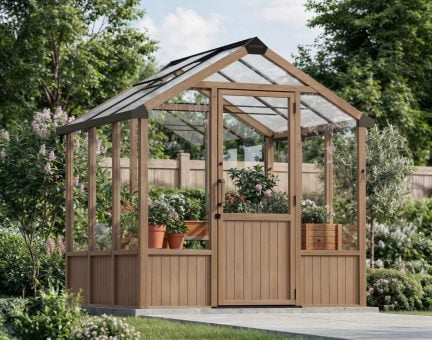 Greenhouse Kit Natura Cedar Wood 8 ft. x 7 ft. - Clear polycarbonate panels