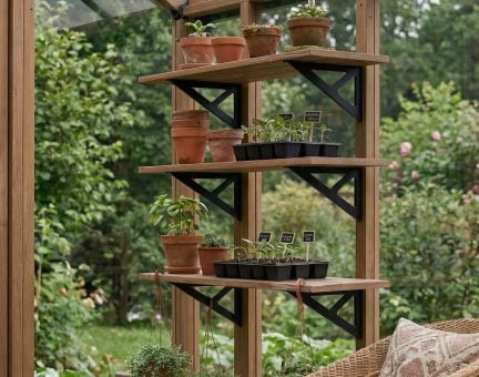 Natura Greenhouse Wooden Shelf Kit - Set of 3