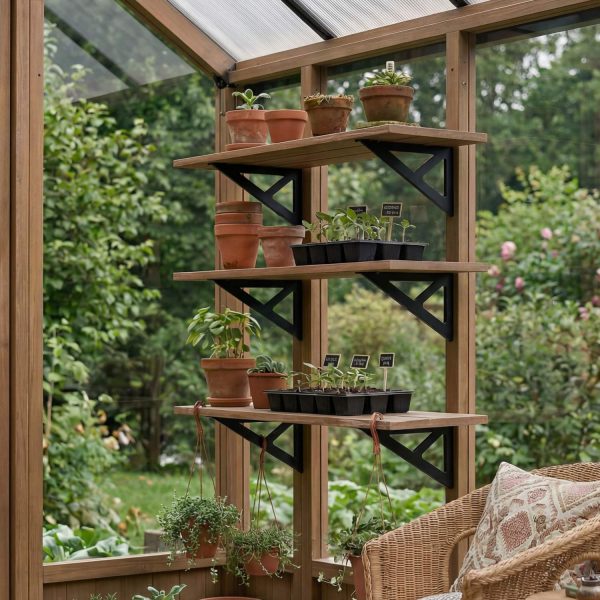 Palram Canopia Greenhouses Accessories Wooden Shelf Kit X3 Main 1