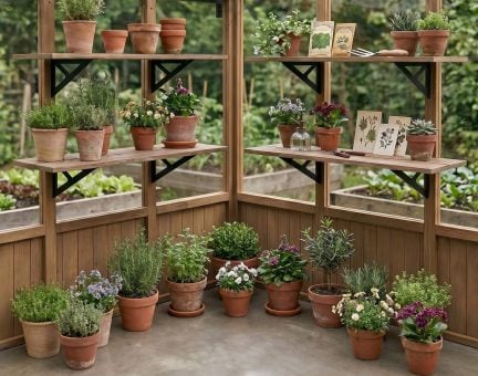Natura Greenhouse Wooden Shelf Kit - Set of 4