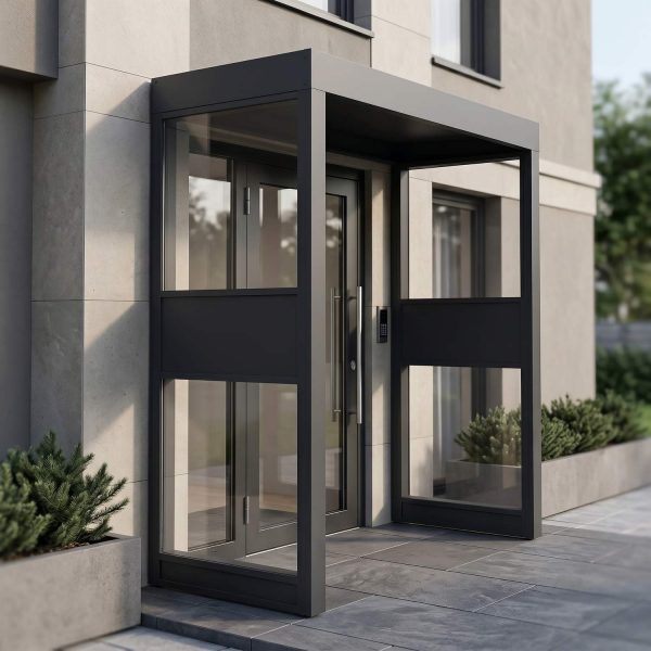 Palram Canopia Door Awnings Sophia Double Side Wall Grey Grey Opal 3x7 1x2.2 Main Right