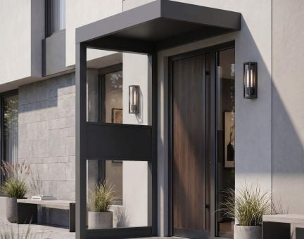 Sophia 3ft x 5ft Door Awning Kit with Side Wall - Grey Structure & Opaque Gray Panel (ACP)