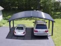 19ft x 16ft Arizona Wave Double carport with a grey aluminum frame, HeatBlock polycarbonate roof panels, sheltering two cars