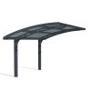 10ft x 16ft Arizona Wave carport with a grey aluminum frame and integrated solar panels on a sleek, curved polycarbonate roof