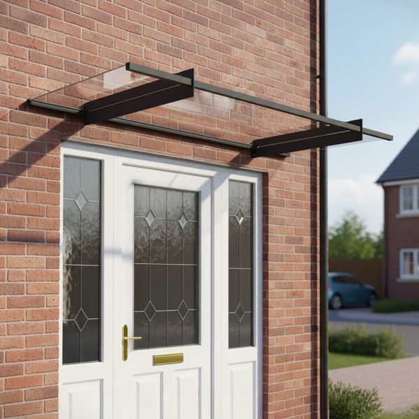 Palram Canopia Door Awnings Nancy 3x7 1x2 Grey Clear Main UK