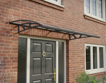 Amsterdam 2.2m x 1.4m Door Canopy - Grey Aluminium Frame & Clear Acryl