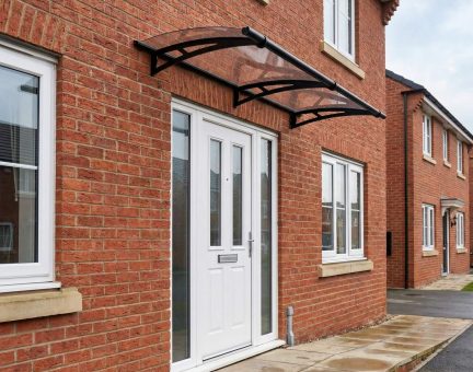 Aquila 2m x 0.9m Door Canopy - Grey Aluminium Frame & Clear Acryl