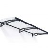 Grey Aquila 2m x 0.9m Door Canopy with clear polycarbonate panels, providing modern and durable protection for entrances