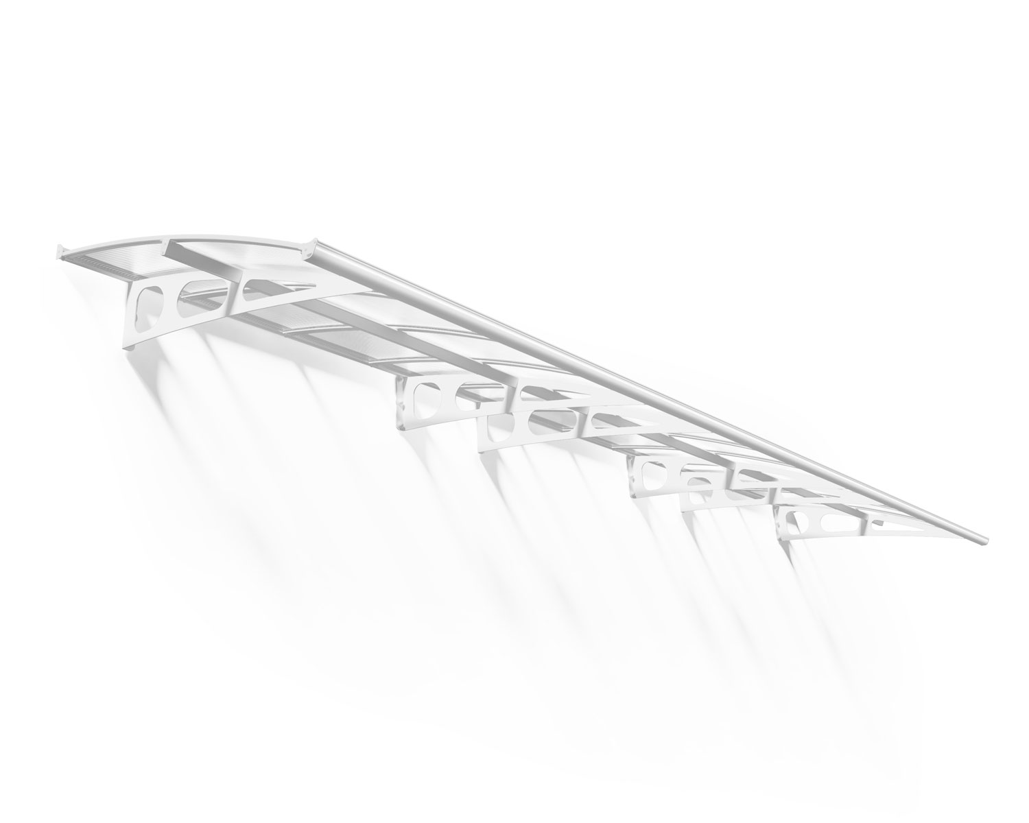 White Bordeaux 7m x 1.4m Door Canopy with diffused polycarbonate panels, providing sleek and durable entrance protection