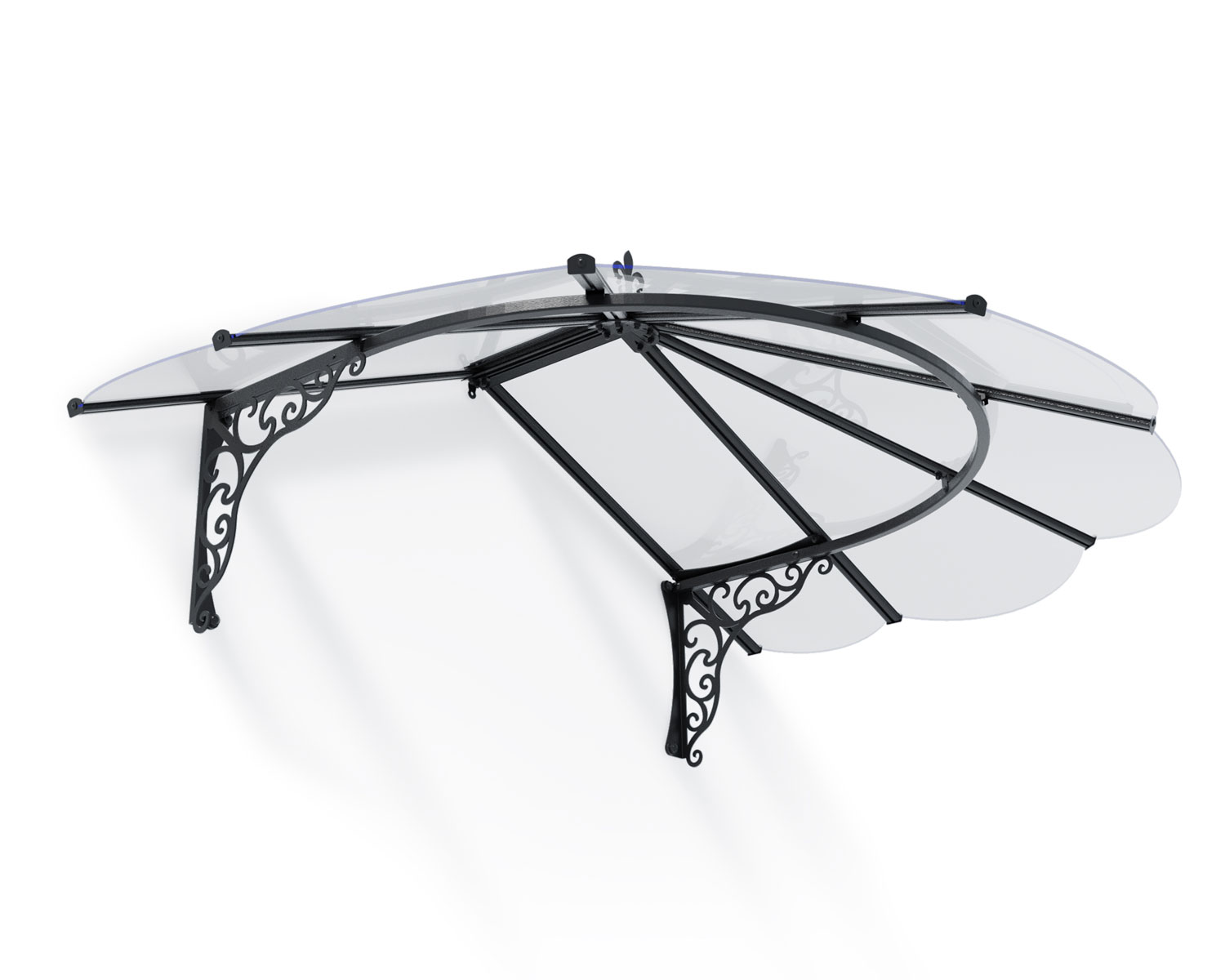 Black Iris 1.8m x 1.2m Door Canopy with clear polycarbonate panels, offering sleek and durable protection for doorways