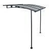 Grey Vega 2m x 2m door canopy with clear polycarbonate panels, offering sleek and durable protection for doorways