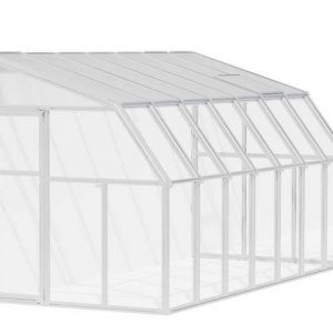 2m x 4.5m white Lean to Conservatory sunroom with clear polycarbonate panels, featuring a spacious, modern design and a bright interior