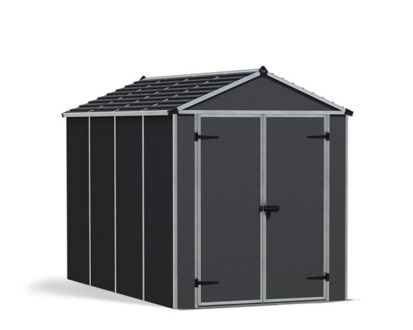 Plastic Storage Shed Rubicon 6 ft. x 10 ft. with Dark Grey Polycarbonate Multiwall & Aluminium Frame