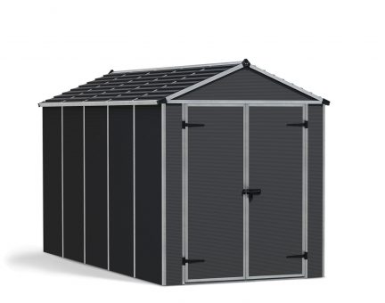 Plastic Storage Shed Rubicon 6 ft. x 12 ft. with Dark Grey Polycarbonate Multiwall & Aluminium Frame