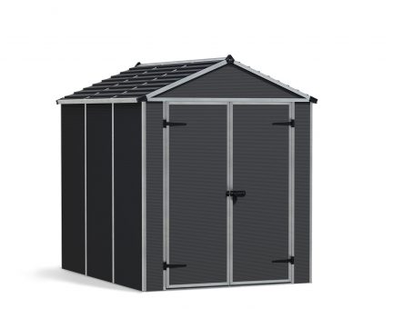 Plastic Storage Shed Rubicon 6 ft. x 8 ft. with Dark Grey Polycarbonate Multiwall & Aluminium Frame