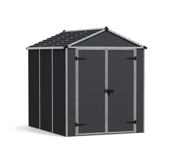 Plastic Storage Shed Rubicon 6 ft. x 8 ft. with Dark Grey Polycarbonate Multiwall & Aluminium Frame