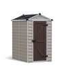 4ft x 6ft tan Skylight garden shed, built with a sturdy aluminum frame and resilient polycarbonate panels, designed for functionality and elegance