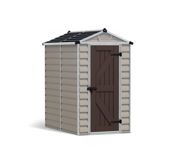 4ft x 6ft tan Skylight garden shed, built with a sturdy aluminum frame and resilient polycarbonate panels, designed for functionality and elegance