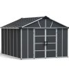 Large Plastic Storage Shed Without Floor, Yukon 11 ft. x 13.1 ft. Dark Grey Polycarbonate Multiwalls And Aluminium Frame