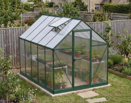 Mythos 6' x 10' Greenhouse - Green Aluminium Frame & Twinwall Polycarbonate Panels
