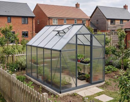 Mythos 6' x 10' Greenhouse - Grey Aluminium Frame & Twinwall Polycarbonate Panels