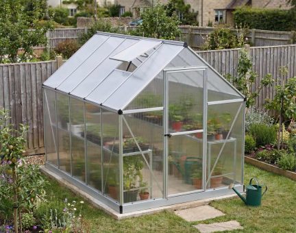 Mythos 6' x 10' Greenhouse - Silver Aluminium Frame & Twinwall Polycarbonate Panels