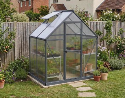 Mythos 6' x 4' Greenhouse - Grey Aluminium Frame & Twinwall Polycarbonate Panels