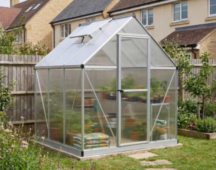 Mythos 6' x 6' Greenhouse - Silver Aluminium Frame & Twinwall Polycarbonate Panels