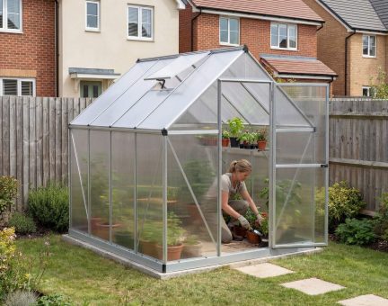 Mythos 6' x 8' Greenhouse - Silver Aluminium Frame & Twinwall Polycarbonate Panels