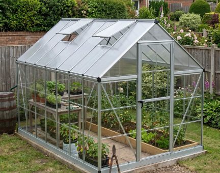 Hybrid 6' x 14' Greenhouse - Silver Aluminium Frame & Hybrid Polycarbonate Panels