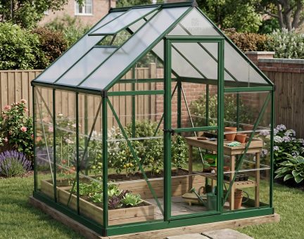Hybrid 6 ft. x 6 ft. Greenhouse Kit - Green Structure & Hybrid Panels