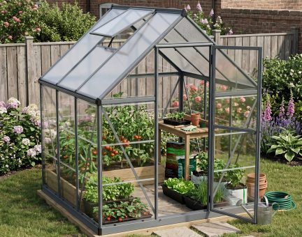 Hybrid 6 ft. x 6 ft. Greenhouse Kit - Grey Structure & Hybrid Panels