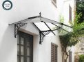 Black Iris Door Canopy featuring a compact and elegant design with durable polycarbonate panels, providing reliable protection for doorways