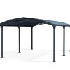 12ft x 17ft Arcadia carport featuring a grey aluminum frame and a sleek polycarbonate roof