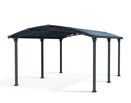 12ft x 17ft Arcadia carport featuring a grey aluminum frame and a sleek polycarbonate roof