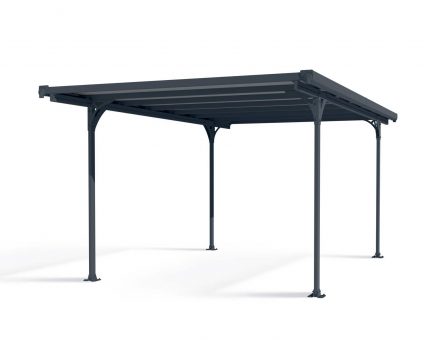 Elegant 10ft x 17ft grey Verona carport featuring a durable aluminum frame and a sleek polycarbonate roof
